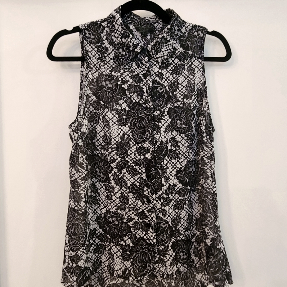 GUESS button down, collared tank top!